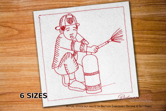 Fire Fighter Extinguisher Redwork Review for Etsy Sellers