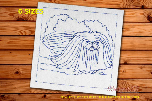 Hairy Pekingese Dog Redwork Review for Holiday Crafts