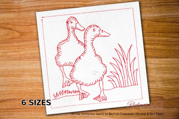 Review: Pair of Ducks on Grass Redwork Design